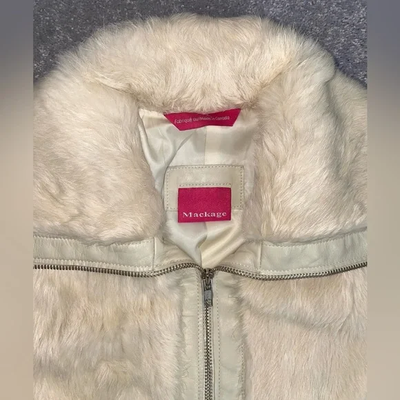 SOLD❣️MACKAGE JACKET Leather & Fur Ivory White - Picture 4 of 14